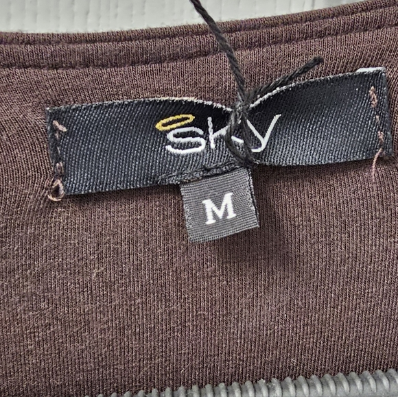 New Brown Sky Brand M Wrap Top Tunic Shirt Gold Tigers Leopards Cats V Neck - Picture 4 of 5